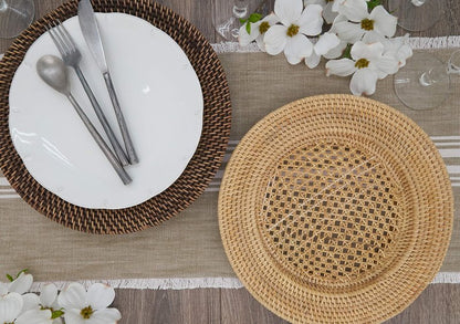 SARO LIFESTYLE Handmade Rattan Charger Plates (Set of 4)