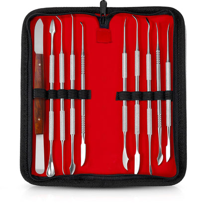 SURGICAL ONLINE Stainless Steel Wax Carvers Set, Pottery & Polymer Clay Tools, Sculpting Kit with Carrying Case