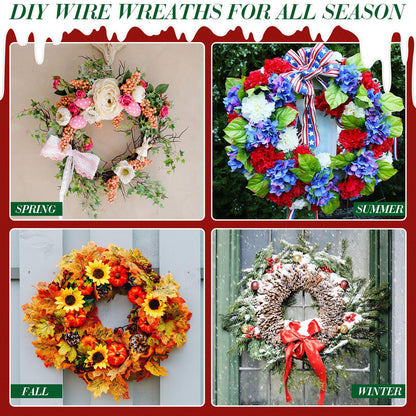 Kritkin 12 Pack 8, 12, 16 Inch Wire Wreath Frames Round Green Wreath with 114 Yard Paddle Wire and Cutters for Christmas New Year Party Valentines Wedding Easter Home Decor DIY