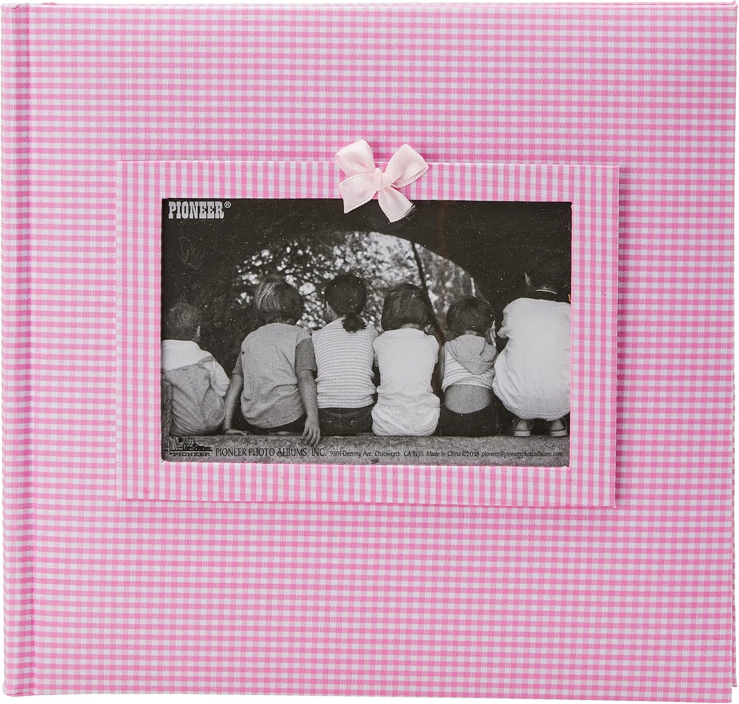 Pioneer Photo Albums Gingham Fabric Frame Cover Photo Album, 200-Pocket for 4 by 6-Inch Prints, Pink