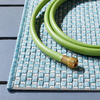SAFAVIEH Courtyard Collection 2' x 3'7" Aqua/Grey CY8521 Indoor/Outdoor Waterproof Accent Rug for Patio and Mudroom