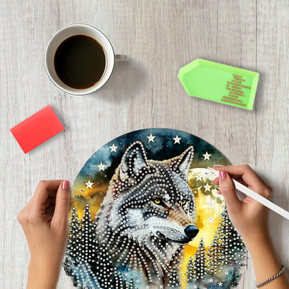 SENQAO Hanging Diamond Art Painting Kits for Adults Beginners, 5D Special Shape Diamond Art Kits, Wolf Crystal Rhinestones Diamond Gem Art Painting for Home Garden Wall Decor