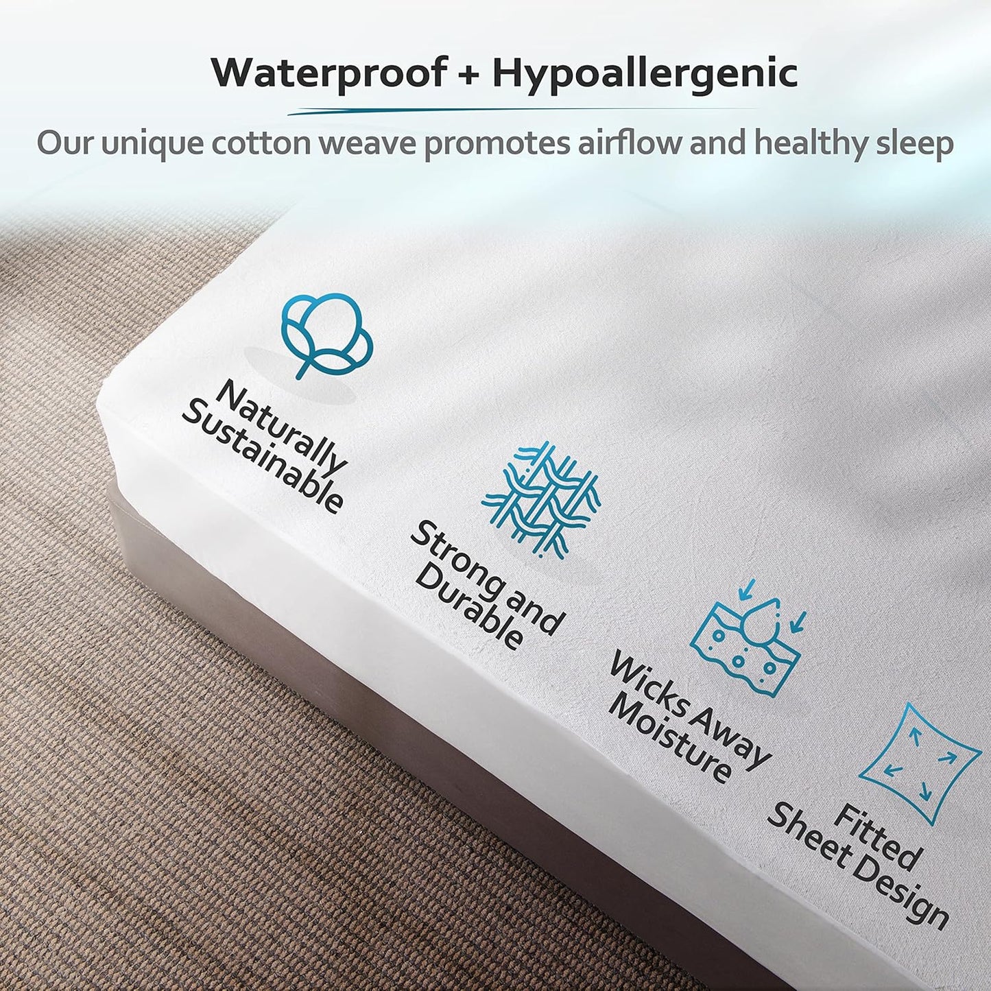 27"X 39" PlushDeluxe Mattress Protector, Waterproof Mattress Cover, Breathable Soft Cotton Terry Surface, Mini-Crib