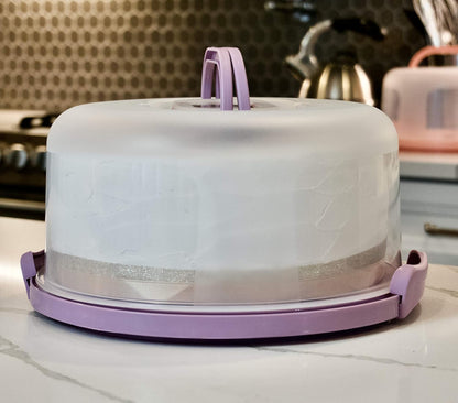 Round Cake Carrier, Two Sided Cake Holder, Portable Cake Stand Fits 10 inch Cake, Lilac