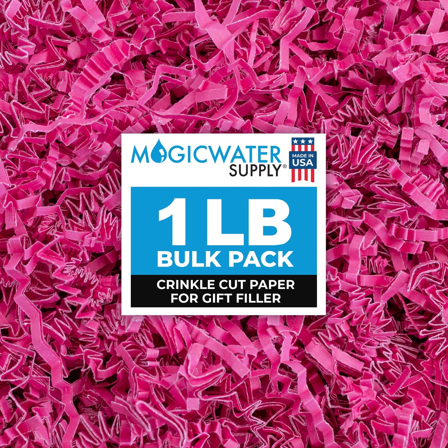 MagicWater Crinkle Cut Paper for Gift Baskets - 1LB - Pink - Perfect for Shredded Paper Filler, Basket Filler, Gift Boxes, Bridesmaid Gifts, Halloween Stuffers & More – Ideal for All Occasions