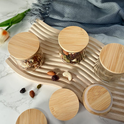 12 Oui Bamboo Wood Yogurt Jar Lids - Pcs, Leak Proof, Equipped With Silicone Sealing Ring