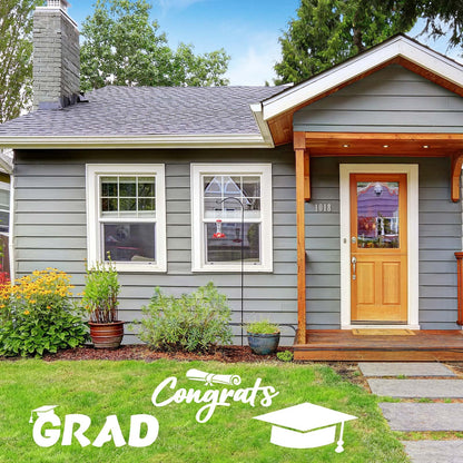 Kolldenn 3 Pcs Graduation Yard Stencils Happy Graduation Stencil Template Graduation Hat and Diploma Reusable Painting Wall Stencils for Craft DIY