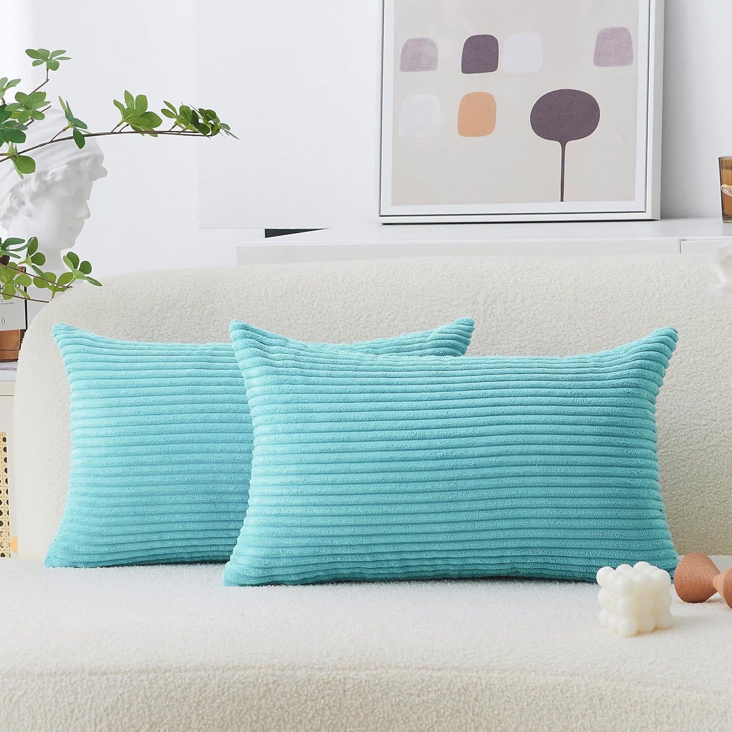Home Brilliant 12x20 Teal Rectangle Pillow Covers, Decorative Lumbar Pillow Cover for Couch
