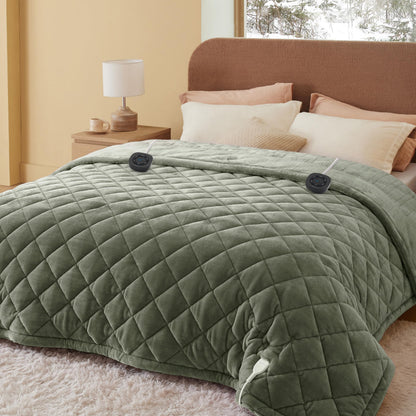 Bedsure Electric Blanket King Size - Dual Control Heated Blanket King Size, Fast Heating with 10 Time Settings & 10 Heat Settings, Warm Gift for Grandma (100x90 inches, Grey)