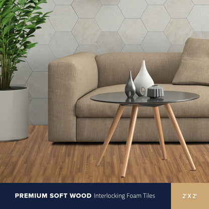 IncStores Premium Soft Wood Print Foam Flooring Tiles | Interlocking Foam Tiles for Home, Gym, Training and Yoga | 5/8" - Textured Maple, 144 Square Feet