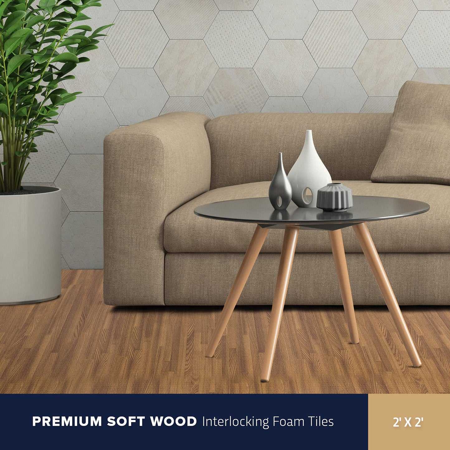 IncStores Premium Soft Wood Print Foam Flooring Tiles | Interlocking Foam Tiles for Home, Gym, Training and Yoga | 3/8" - Textured Maple, 144 Square Feet