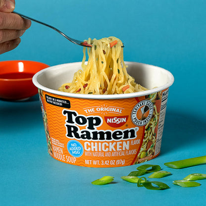 Nissin Top Ramen Bowl Ramen Noodle Soup, Chicken, 3.42 Ounce (Pack of 6)