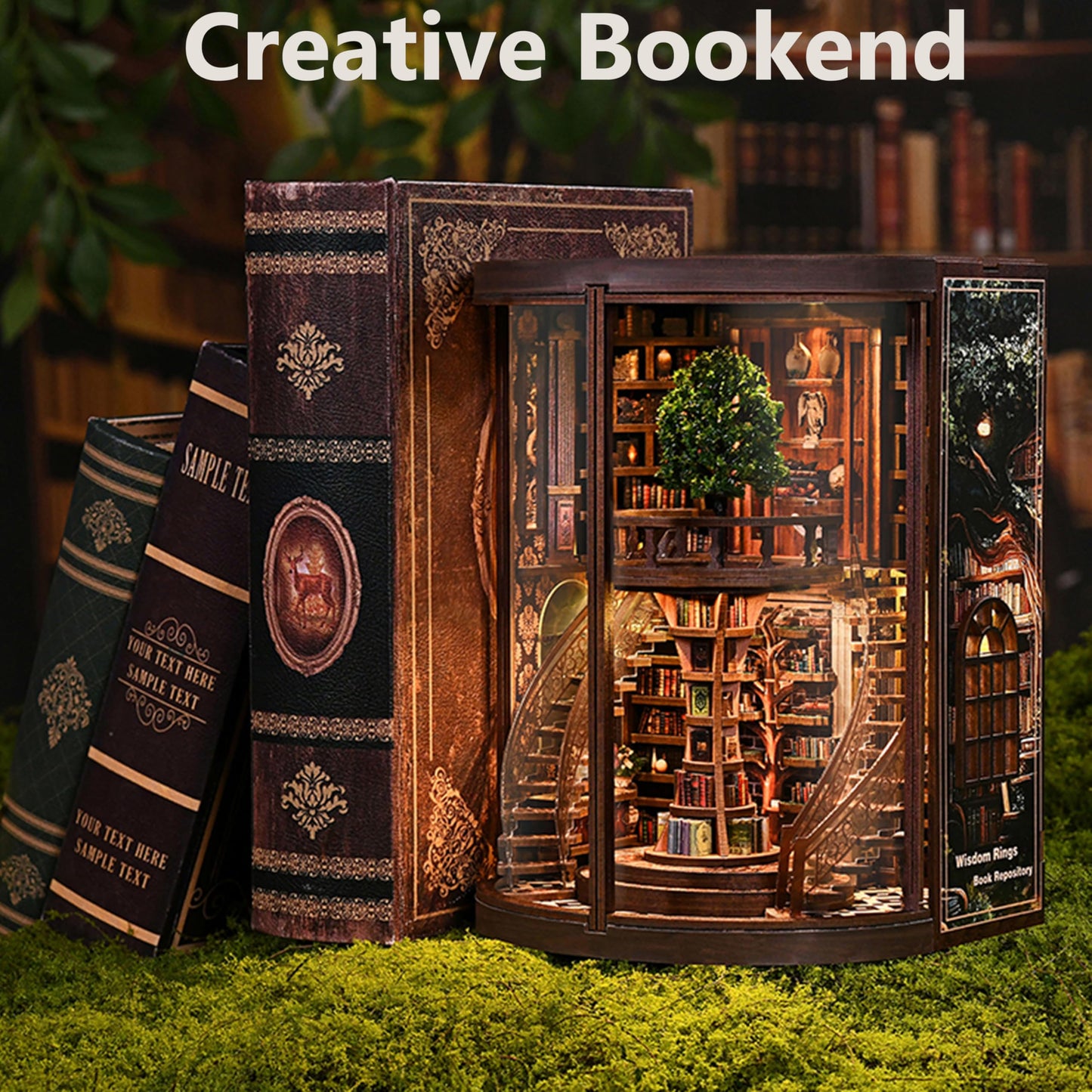 ISSEVE Book Nook Kits for Adults, Library Booknook Kit DIY Miniature Dollhouse Book Nooks, 3D Wooden Puzzle Model Creative Bookshelf Home Decoration Adult Crafts Kits Gift (Wisdom Book Repository)