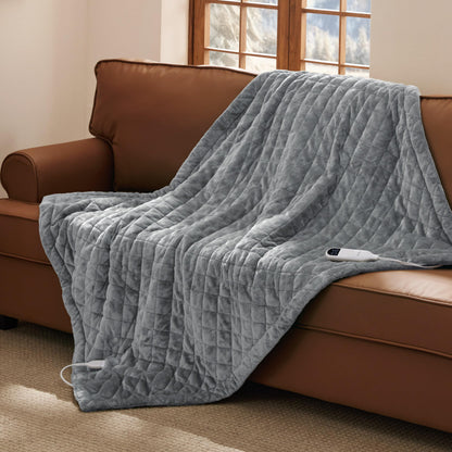 Bedsure Electric Blanket King Size - Dual Control Heated Blanket King Size, Fast Heating with 10 Time Settings & 10 Heat Settings, Warm Gift for Grandma (100x90 inches, Grey)