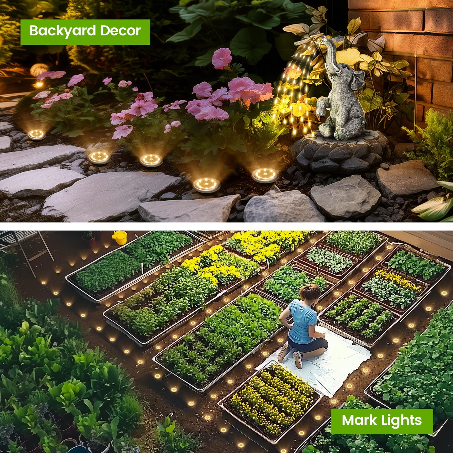 PATIOWIN Mini Solar Ground Lights, 12 Pack Solar Garden Lights, Solar Powered Pathway Lights Warterproof, Outdoor Lights for Driveway, Walkway, Backyard, Patio (Warm White)