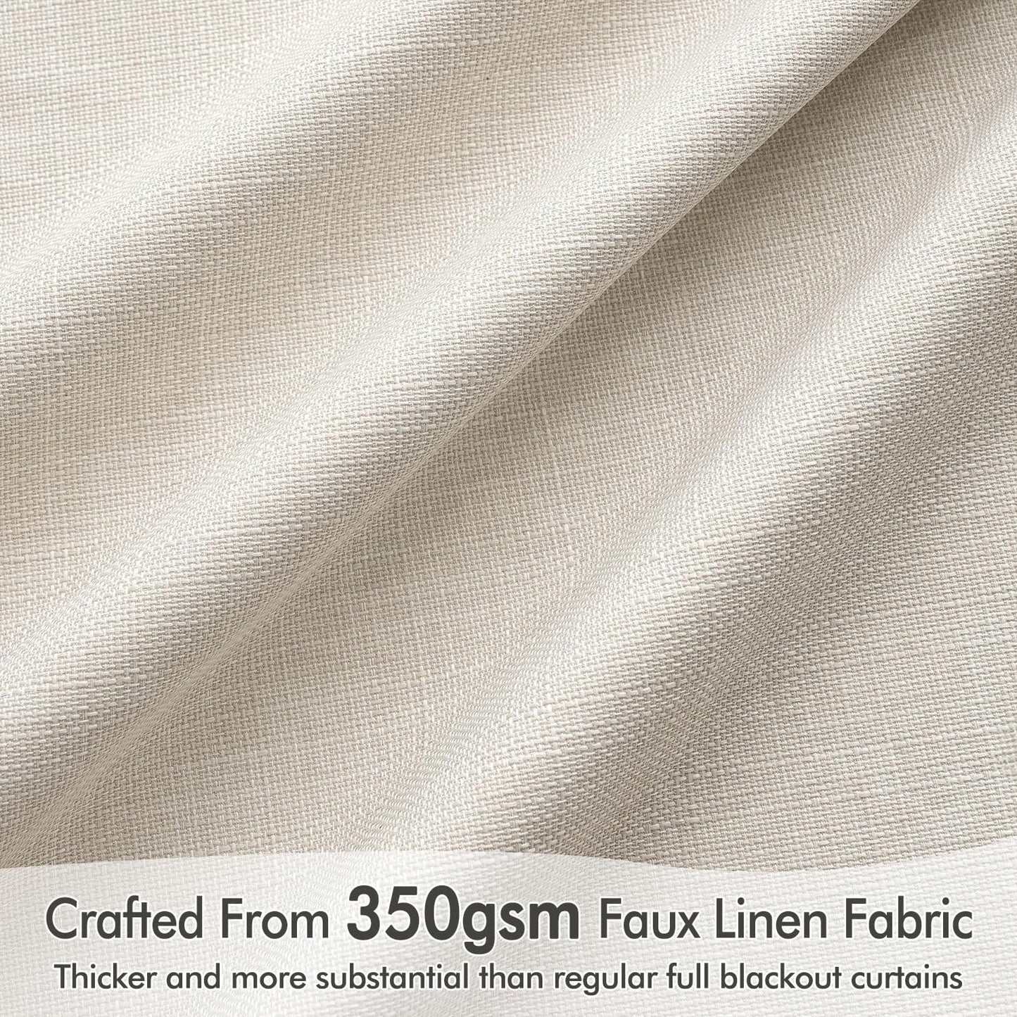 MIULEE 100% Blackout Curtains - Thick Luxury Faux Linen Drapes | 84 Inch Long, Birch, 2 Panels Set for Bedroom