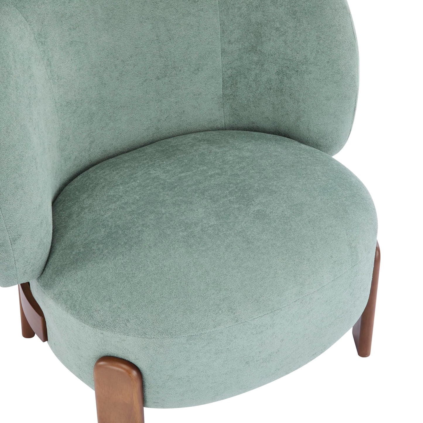 Christopher Knight Home Lily Solid Wood Wingback Accent Chair, Fabric Upholstered Club Chair, Curved Backrest Single Sofa, Comfy Reading Lounge Chair for Living Room, Soft Cushion Seating, Green