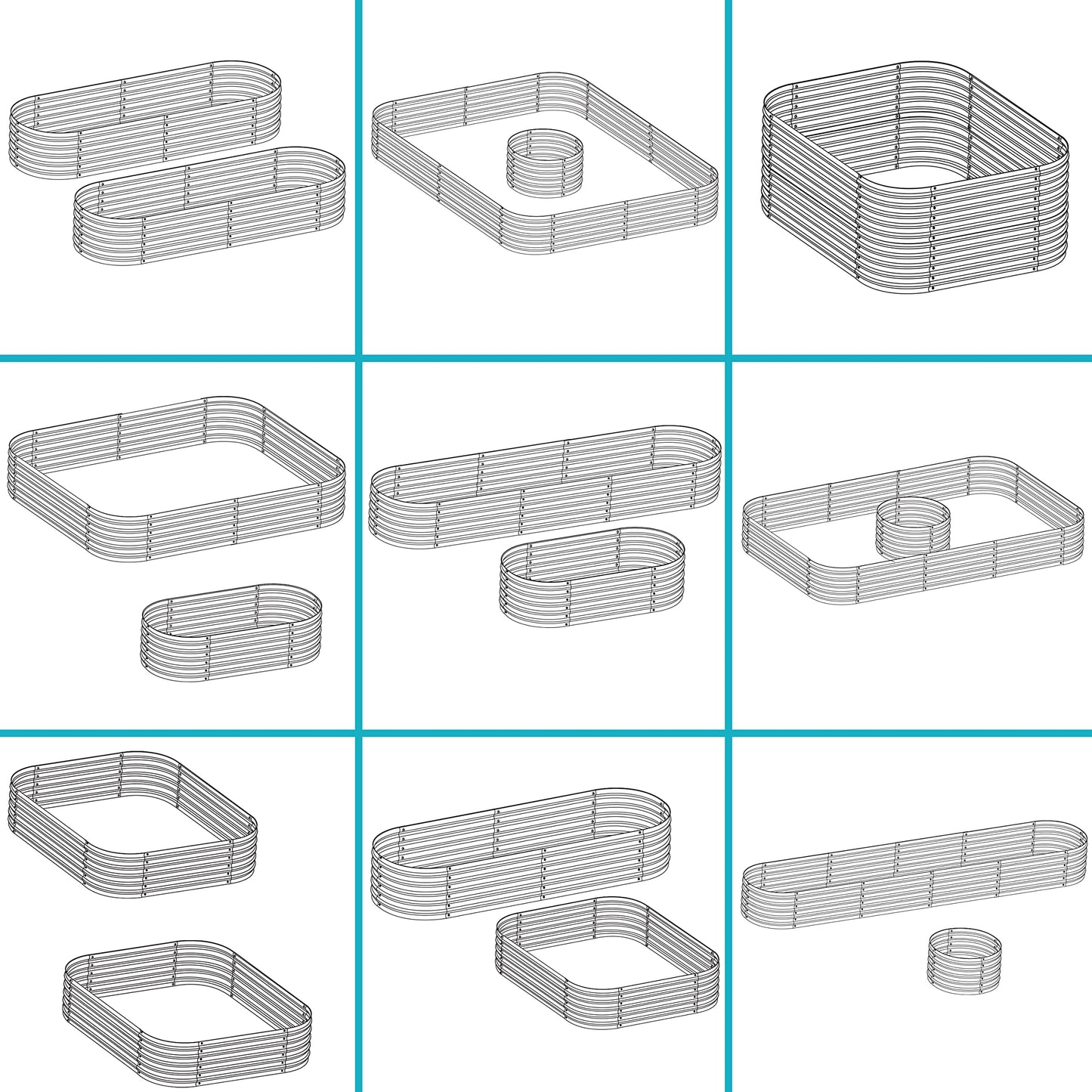 Sunnydaze 79-Inch Oval Raised Garden Bed - Stackable Steel Vegetable Flower Bed Planter Kit with Rubber Edge Trim - Silver