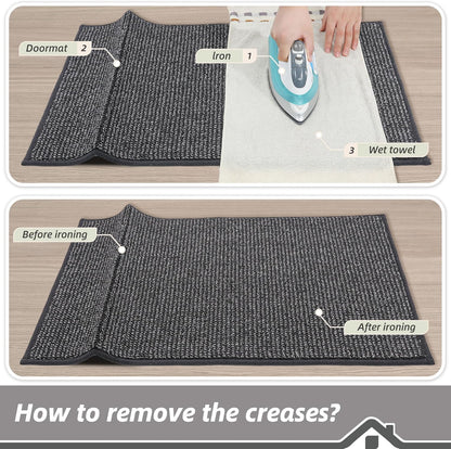 BEQHAUSE Dirt Trapper Door Mat - Non-Slip, Washable, Absorbent Entrance Mat | 20" x 32", Charcoal