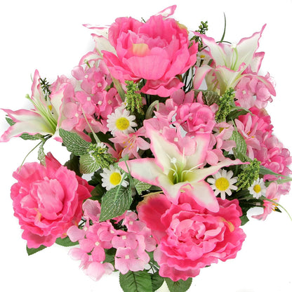 Admired By Nature Spring Bush Artificial Hydrangea Flowers - Pink-Lily