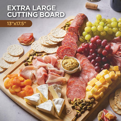 Extra-Large 18 Inch Cutting Board - Bamboo Wood with Deep Juice Groove - Charcuterie & Chopping Butcher Block for Meat
