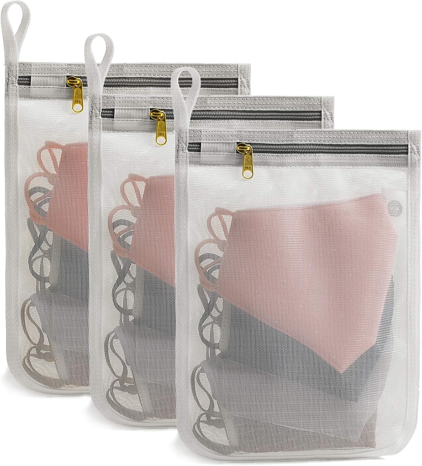 TENRAI 3 Packs Delicate Laundry Bags for Reusable Face Masks and Makeup Remover Pads, Fine Mesh Wash Bags