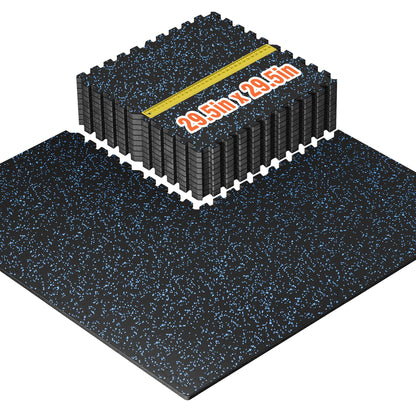 SUPERJARE 30" x 30" Larger Rubber Top Exercise Equipment Mats, 0.56" Thick,12 PCS 75 Sq Ft High-Density EVA Foam Interlocking Gym Flooring, Big Workout Mat for Home Gym, Floor Protection, Black/Blue