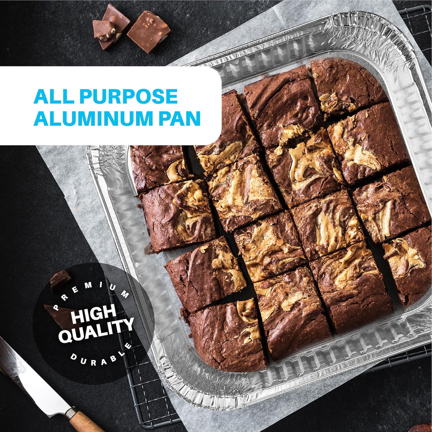 MontoPack 8” Disposable Aluminum Foil Square Baking Pans, 20 Pack for Broiling, Toaster Oven, Meal Prep