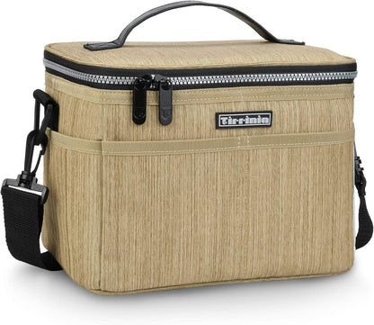 Tirrinia Insulated Lunch Bag, Leakproof Lunch Box for Work, School, Soft Lunchbox for Kids, Adult Cooler Bag, Khaki