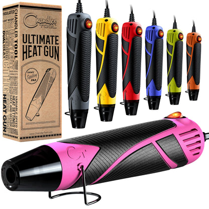 Heat Gun for Crafting, Mini Dual Temp Hot Air Gun Tool for Epoxy Resin, Shrink Wrapping, Vinyl Wrap, Embossing, Electronics, Candle Making, Sublimation, Phone Repair & DIY (Pink/Black)