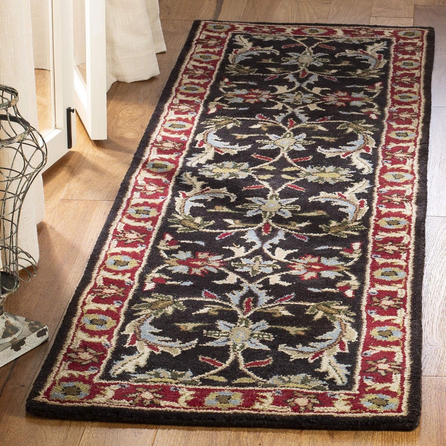 SAFAVIEH Heritage Collection Runner Rug, 2'3" x 8', Handmade Traditional Oriental Wool in Chocolate & Red, Ideal for