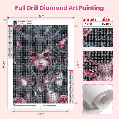 Bowetile 5D Gothic Diamond Art Kits for Adults Beginners, Halloween Diamond Painting Kits, DIY Full Round Drill Diamond Dots Paintings Picture Gem Art Craft for Home Wall Decor 12x16 Inch