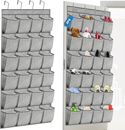 2 Pack 48 Closet homyfort Over the Door Shoe Organizer, Hanging Shoe Rack Storage Holder with Large Pockets for Door