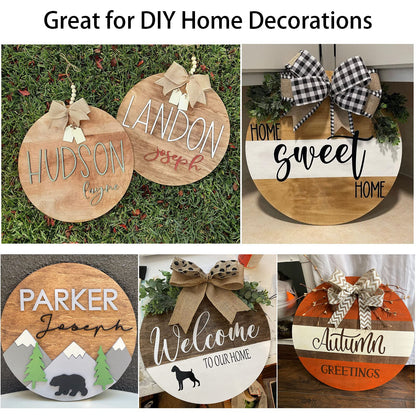 6 Pcs 18 Inch Wood Circles for Crafts Unfinished Round Wood Discs Blank Wooden Rounds Slices Round Wooden Door Hanger Signs with Bows, Twine and Glue Points for DIY Craft Holiday Decor,5 mm Thick