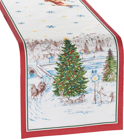 13 Inches 70 Inches Elrene Home Fashions Santa Snowy Sleighride Holiday Fabric Table/Console Runner, x