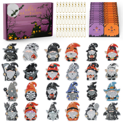 Halloween Diamond Painting Advent Calendar 2026, Unique Gnomes Advent Calendar 24 Days, DIY Crafts Diamond Art Calendar, Keychains, Trick or Treat, Surprise Halloween Gifts for Girls, Kids, Women, Adult (Purple Box)
