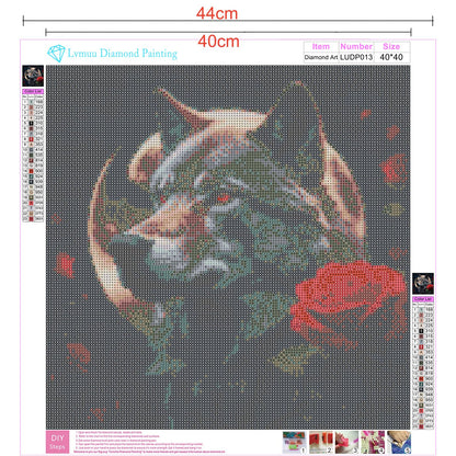Lvmuu Diamond Art Kits for Adults Wolf Under Moon Red Rose, 5D DIY Full Square Drill Diamonds Painting Art Sets Paint By Numbers Art Craft Home Decor 16x16in
