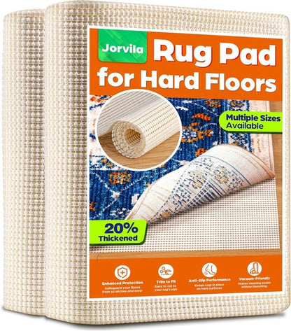 Jorvila Non-Slip Rug Pad Gripper - 9x12 Feet Anti-Skid Mat for Area Rugs | Thick Cushion for Hardwood Floors
