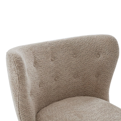 Christopher Knight Home Aurora Boucle Upholstered Wingback Accent Chair, Solid Wood Living Room Slipper Chair, Bedroom Comfy Reading Chair, Brown