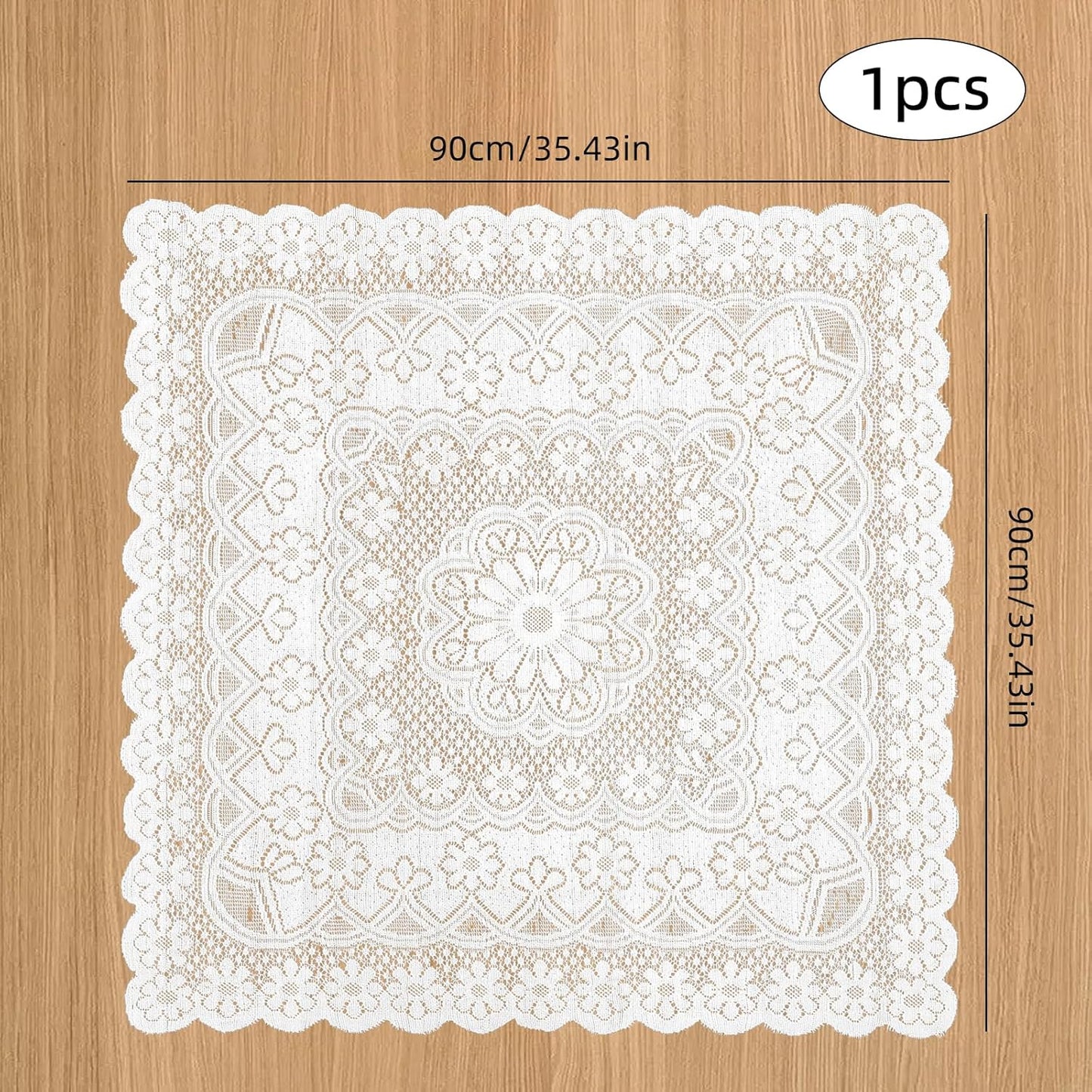 Foyods 35 35 Inch, Square Lace Tablecloth X Off White Lace-Tablecloths & Small Tablecloths Laces Vintage for Round