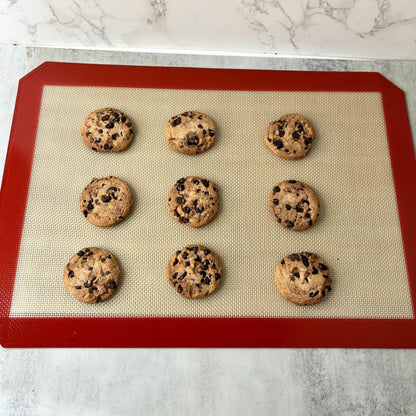 MASALACO Silicone Baking Mat, 2 Pack Reusable Baking Silicone Mat, Non stick Baking Mat Biscuit Slices Oven Baking Mat 16.5 x 11.6, Red