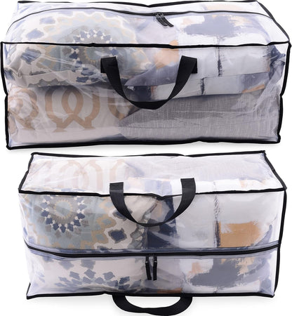 Clear Storage Bags, 3 Pack Zippered Moving Bags, Heavy Duty Transparent Totes for Packing and Organizing