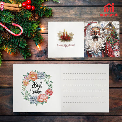 6pcs Diamond Painting Christmas Cards, Art Greeting Envelopes Kit, 5D DIY Rhinestone Painting Postcards with Snowman & Santa Claus, Arts Crafts Thank You Card Set for Birthday, Xmas Holiday Gifts