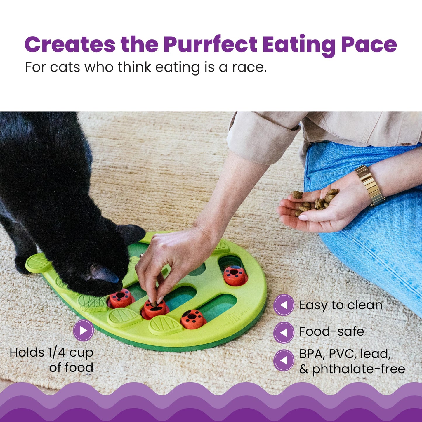 Catstages Buggin' Out Puzzle & Play, Interactive Treat Puzzle Cat Toy, Green