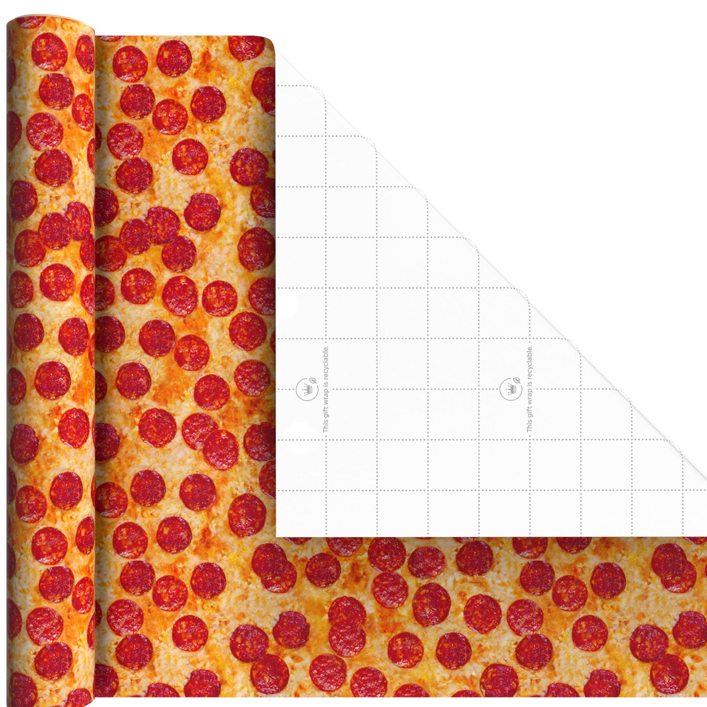 Hallmark Pizza Scented Wrapping Paper Mini Rolls, 3-Pack (Pepperoni, Pizza Slices, Red Gingham Tablecloth) for Birthdays, Graduations, Father's Day, Any Occasion - 45 Sq. Ft. Total