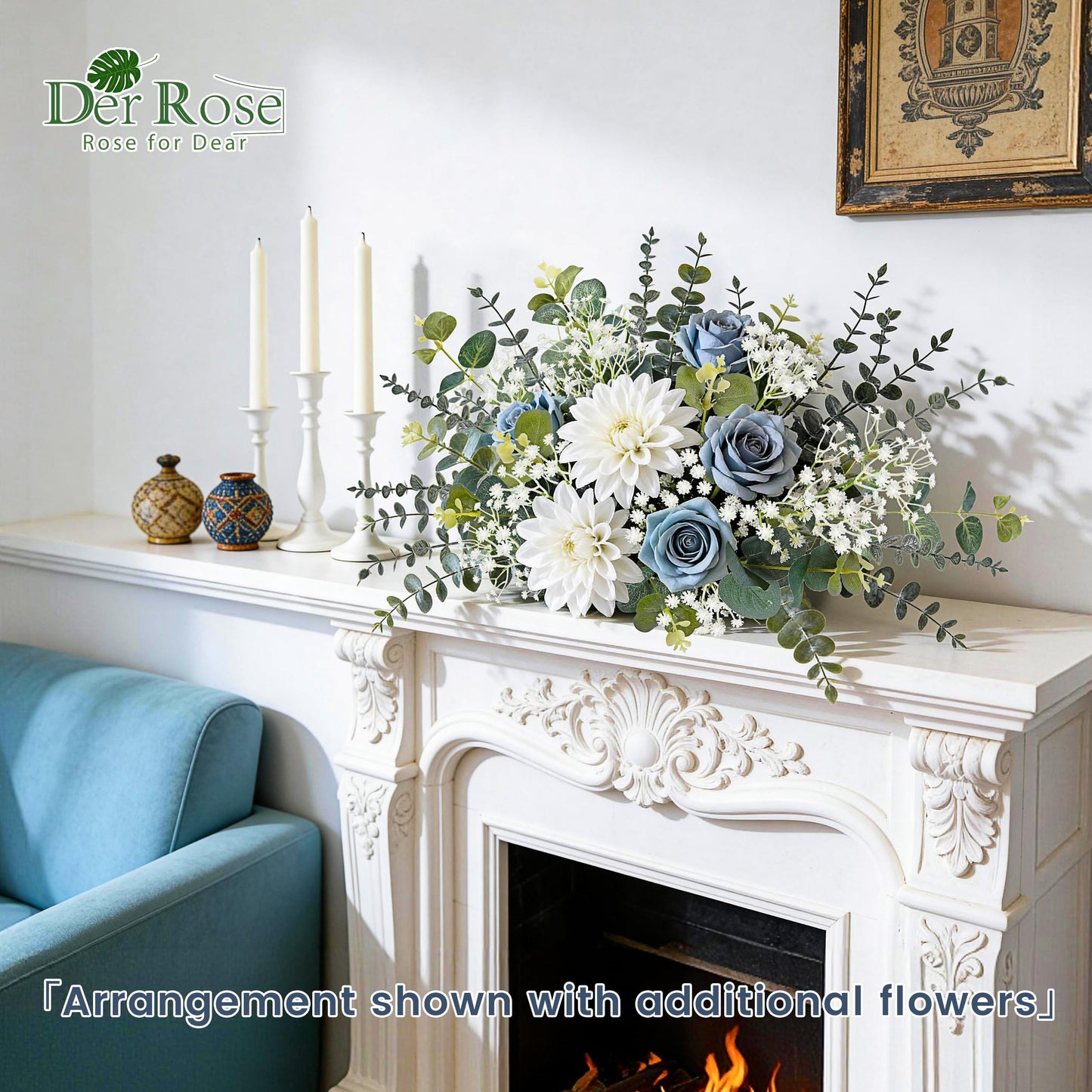 Der Rose 24Pcs Mixed Eucalyptus Stems&Babys Breath Artificial Flowers Bulk, Fake Flowers DIY Kit with Silver Dollar Leaves, Artificial Greenery Stems for Home Table Centerpieces Wedding Bouquets Decor