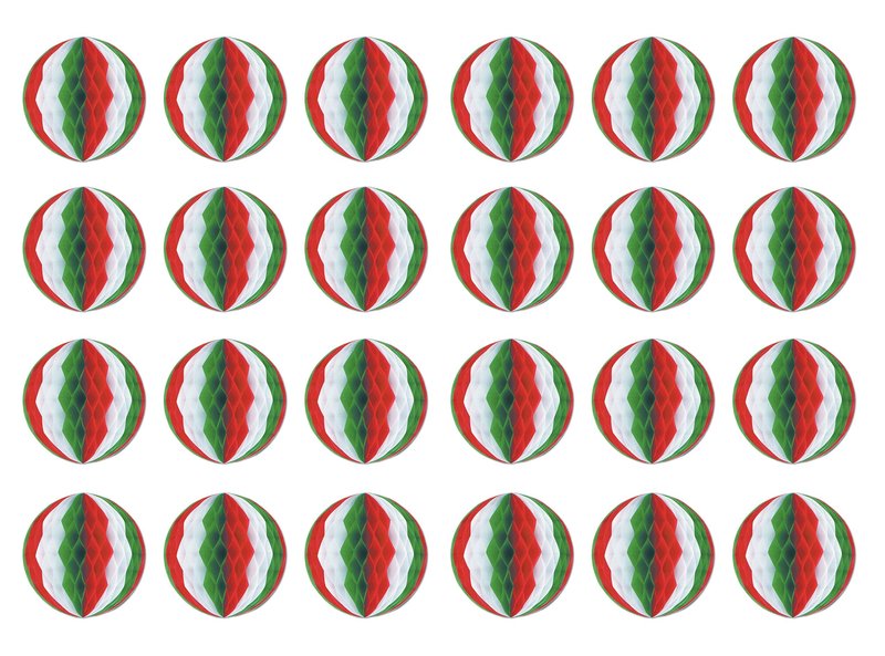Beistle 24 Piece Red, White and Green Tissue Balls for Christmas, Mexican, Italian Decorations