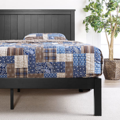 Zinus Santiago Wood Platform Bed Frame, Wood Slat Support, No Box Spring Needed, Easy Assembly, King, Black