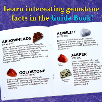 DANCING BEAR Gem stone Dig Kit, Excavate 16 Real Gems & Crystals including Arrowheads, Quartz Point and Amethyst, STEM Education for Kids, Fun Rock Mining Science Activity Gift Sets for Girls and Boys