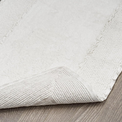 Laura Ashley Ruffle Cotton Bath Rug, 17" x 24", White